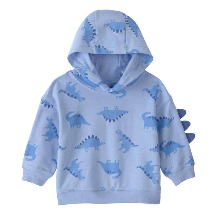 Abrigo para bebé con gorro de dinosaurios en tela French Terry