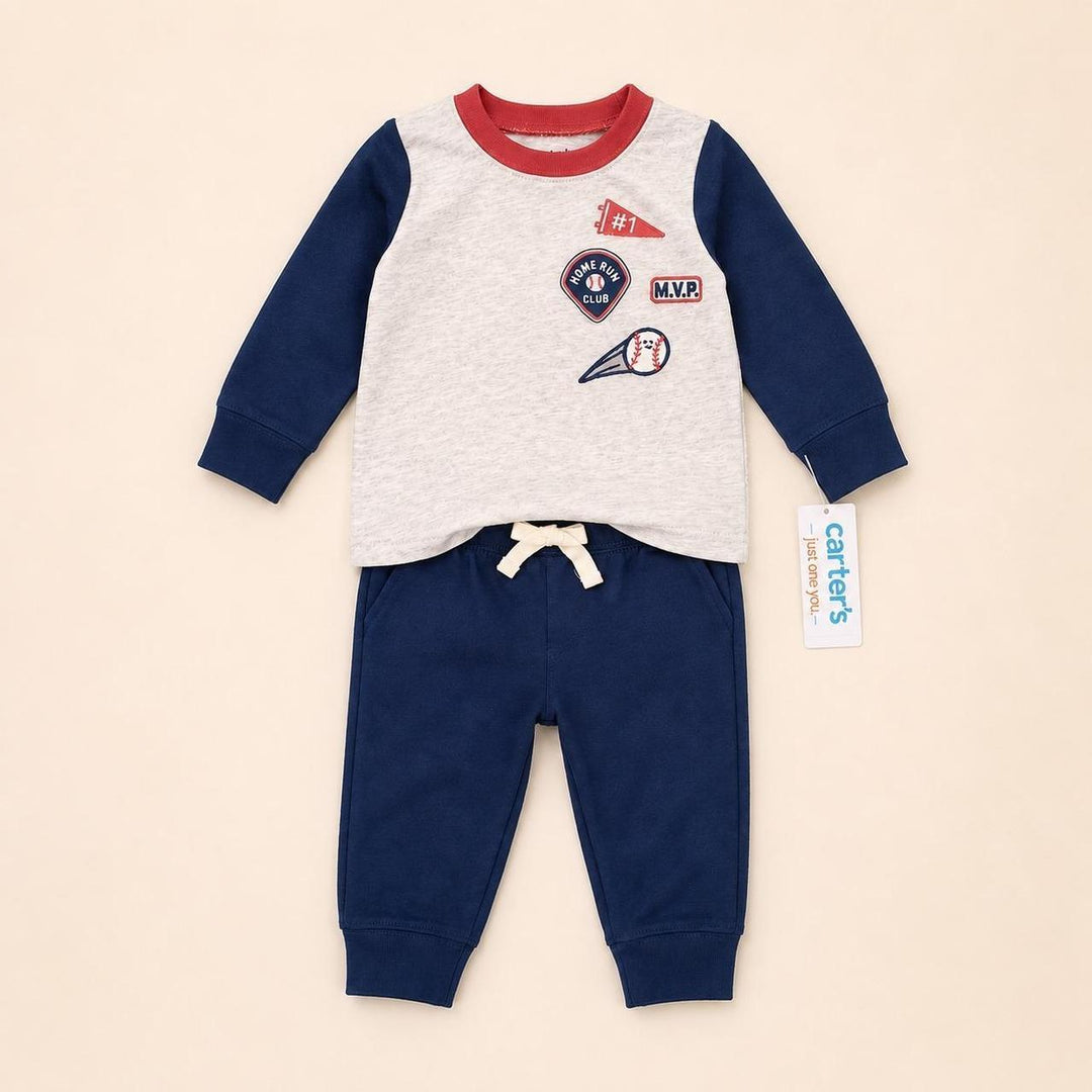 Conjunto 2 piezas deportivo de béisbol con pullover y pantalón para bebito