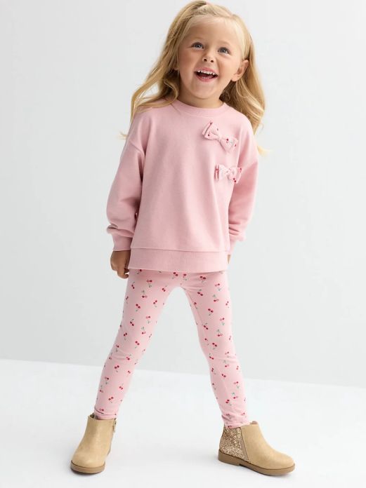 Conjunto 2 piezas  de pullover con leggings cherries y lazitos