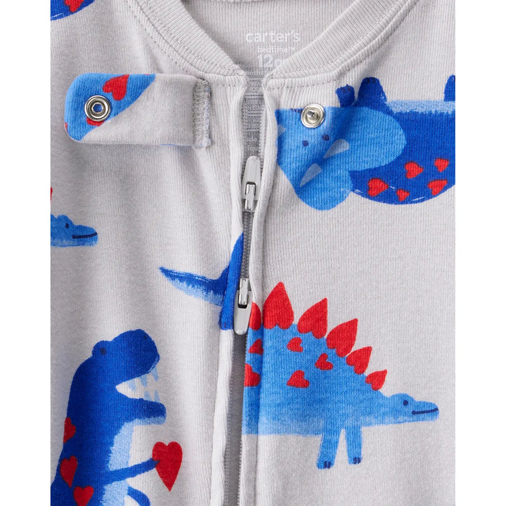 Pijama 1 pieza con pie de algodón para niño con estampado de dinosaurios